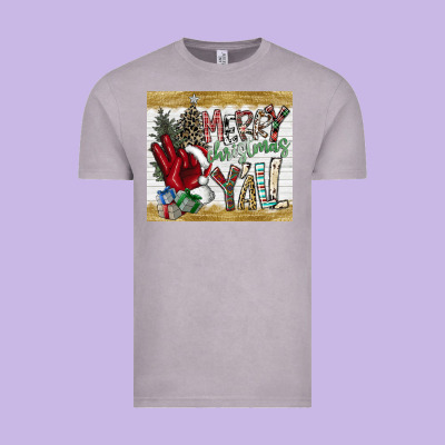 Merry Christmas Y'all Vintage Tee Designed By Cowhidedigitalart