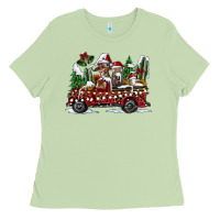 Matcha festive farm animal christmas truck Ladies Tee - CowhideDigitalArt