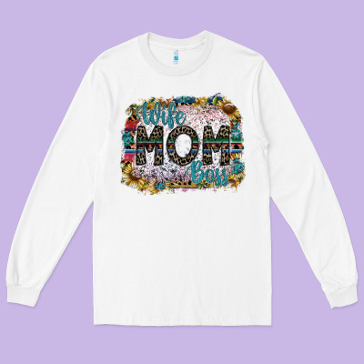Wife Mom Boss Long Sleeve Tee Designed By Sublimationcraftshop