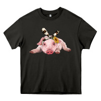 Asphalt baby pig with cowhide ribbon Heavy Core Tee - RanaPortraitStore