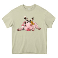 Mossy baby pig with cowhide ribbon Heavy Core Tee - RanaPortraitStore