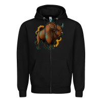 Black Western  Bison Zipper Hoodie - Jasminsmagicworld