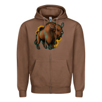 Chestnut Western  Bison Zipper Hoodie - Jasminsmagicworld