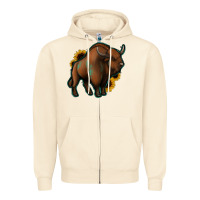 Sandshell Western  Bison Zipper Hoodie - Jasminsmagicworld