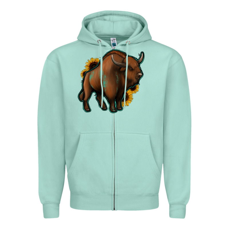Western  Bison Zipper Hoodie by Jasminsmagicworld | Teevron