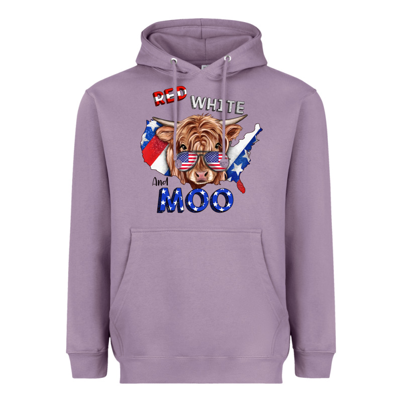 Red White And Moo Cow Heavyweight Hoodie by RanaPortraitStore | Teevron