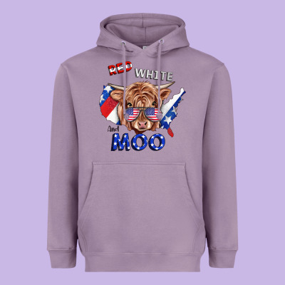 Red White And Moo Cow Heavyweight Hoodie Designed By Ranaportraitstore