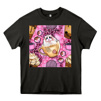 Asphalt cat coffee cups and paw with leopard and glitter seamless pattern bbs Heavy Core Tee - BundleAndBundleShop