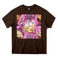Chocolate Brown cat coffee cups and paw with leopard and glitter seamless pattern bbs Heavy Core Tee - BundleAndBundleShop
