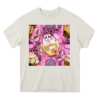 Cream cat coffee cups and paw with leopard and glitter seamless pattern bbs Heavy Core Tee - BundleAndBundleShop