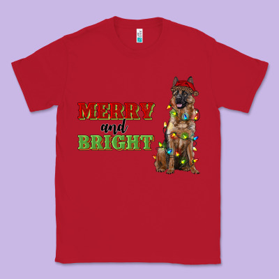 Merry And Bright German Shepherd Classic Tee Designed By Ranaportraitstore