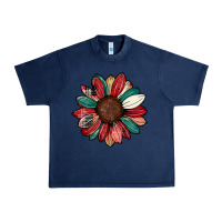 Navy Christmas sunflower Urban Heavy Tee - CowhideDigitalArt