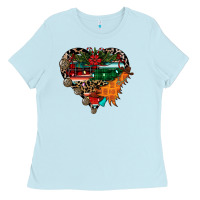Baby Blue festive western christmas heart Ladies Tee - CowhideDigitalArt