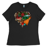 Black festive western christmas heart Ladies Tee - CowhideDigitalArt