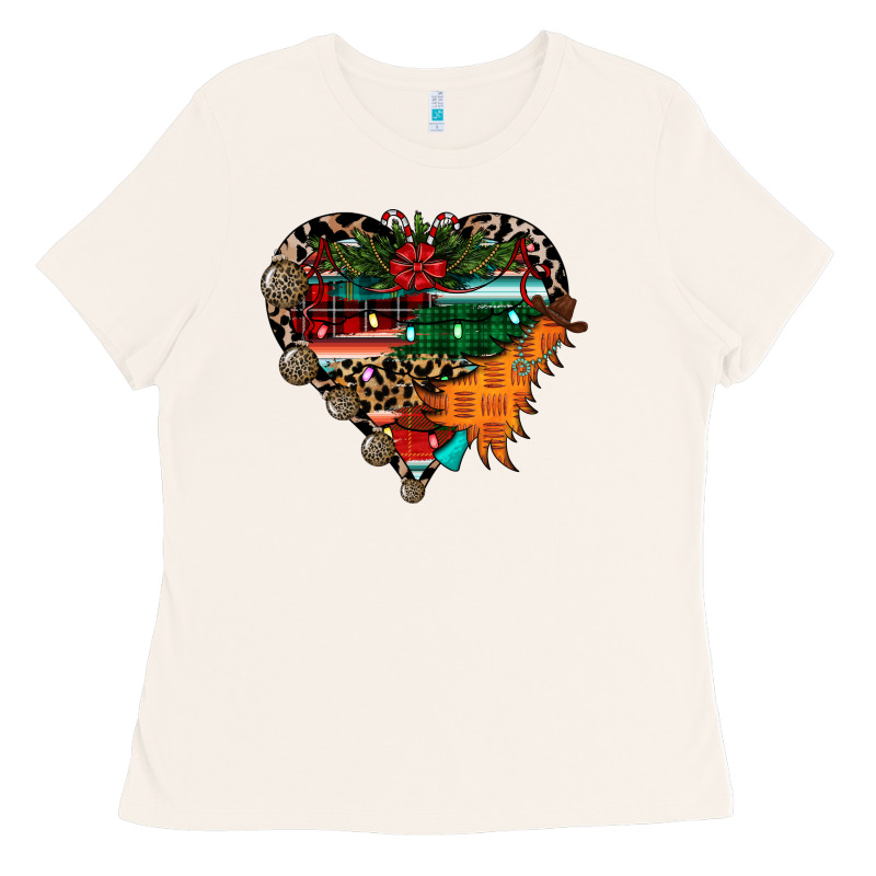 Festive Western Christmas Heart Ladies Tee by CowhideDigitalArt | Teevron