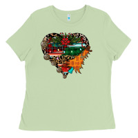 Matcha festive western christmas heart Ladies Tee - CowhideDigitalArt