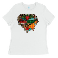 White festive western christmas heart Ladies Tee - CowhideDigitalArt
