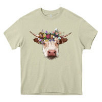 Mossy hereford cow with floral headband Heavy Core Tee - RanaPortraitStore