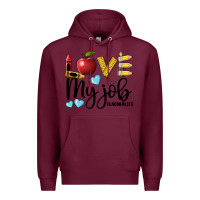 Burgundy love my job teacher life Premium Hoodie - BarkalooDesign