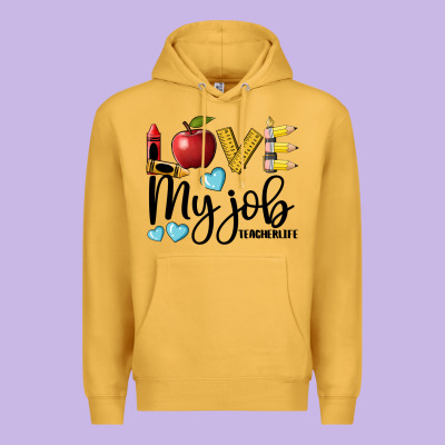 Love My Job Teacher Life Premium Hoodie Designed By Barkaloodesign
