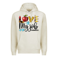 Oatmeal Heather love my job teacher life Premium Hoodie - BarkalooDesign