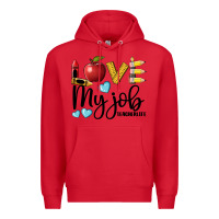 Red love my job teacher life Premium Hoodie - BarkalooDesign