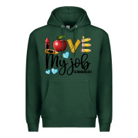 Sports Green love my job teacher life Premium Hoodie - BarkalooDesign