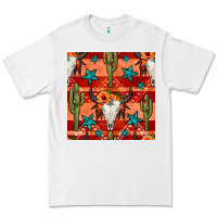White bull skull cactus seamless pattern Premium Tee - BundleAndBundleShop