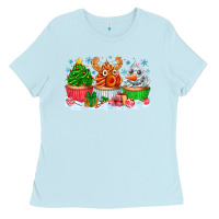 Baby Blue festive christmas cupcakes Ladies Tee - CowhideDigitalArt
