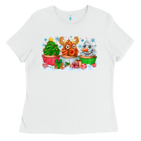 White festive christmas cupcakes Ladies Tee - CowhideDigitalArt