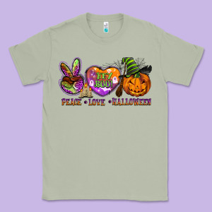 Peace Love Halloween Classic Tee Designed By Barkaloodesign
