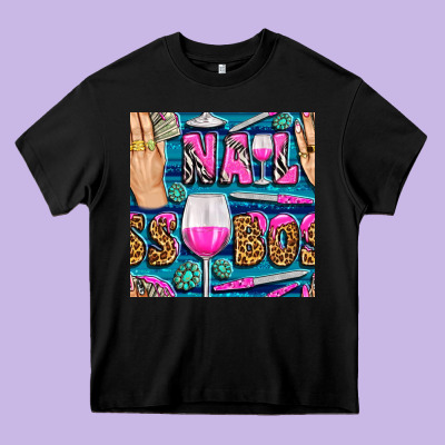 Nail Boss Money Hand And Wine With Gemstone Leopard And Zebra Seamless Heavy Core Tee Designed By Bundleandbundleshop