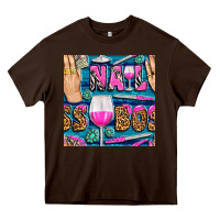 Chocolate Brown nail boss money hand and wine with gemstone leopard and zebra seamless Heavy Core Tee - BundleAndBundleShop