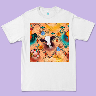 Western Farm Animals Seamless Pattern Premium Tee Designed By Bundleandbundleshop
