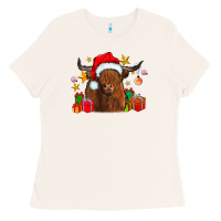 Bone festive highland cow Ladies Tee - CowhideDigitalArt