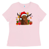 Festive Highland Cow Ladies Tee | Teevron