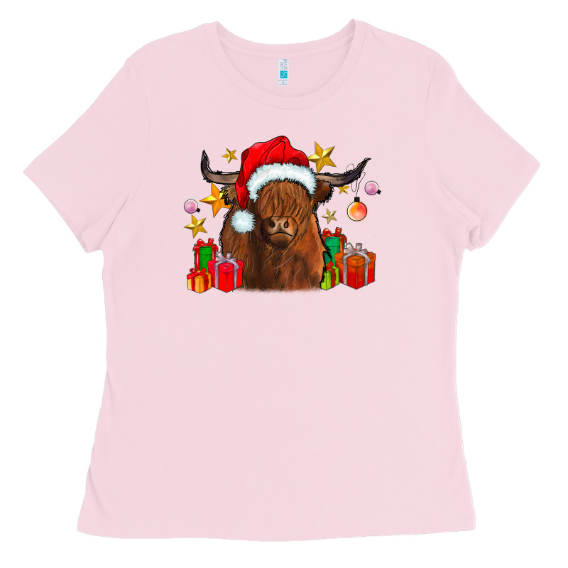 Festive Highland Cow Ladies Tee by CowhideDigitalArt | Teevron