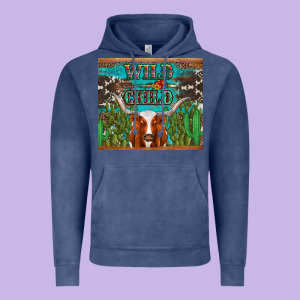 Whild Child Longhorn  Cactus Cowhide Vintage Hoodie Designed By Artiststas