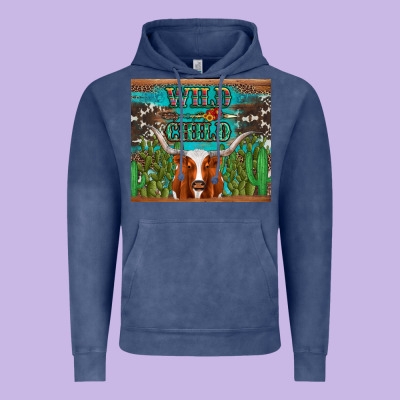 Whild Child Longhorn  Cactus Cowhide Vintage Hoodie Designed By Artiststas
