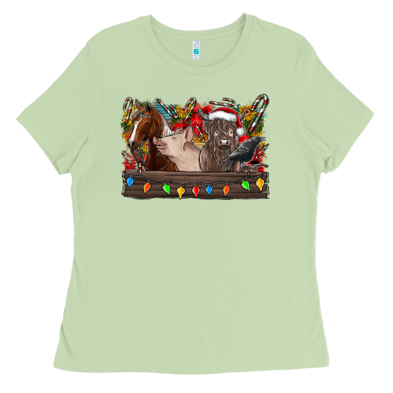 Festive Farmyard Gathering Ladies Tee by CowhideDigitalArt | Teevron