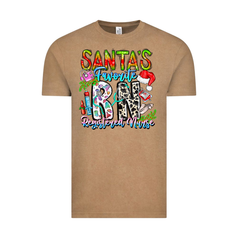 Santa's Favorite Rn Registered Nurse Vintage Tee by CowhideDigitalArt | Teevron