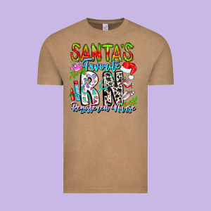 Santa's Favorite Rn Registered Nurse Vintage Tee Designed By Cowhidedigitalart