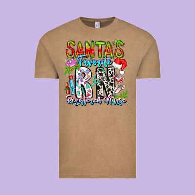 Santa's Favorite Rn Registered Nurse Vintage Tee Designed By Cowhidedigitalart
