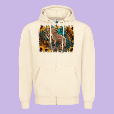 Western Wolves Zipper Hoodie Designed By Jasminsmagicworld