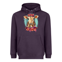 Plum Floral Cow Heavyweight Hoodie - RanaPortraitStore