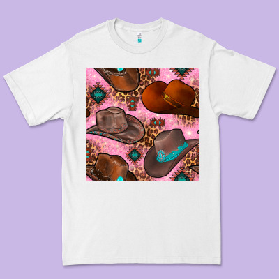 Western Cowboy Hat Seamless Pattern Premium Tee Designed By Bundleandbundleshop
