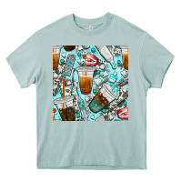 Arona dentist coffee cups toothpaste and teeth with cowhide seamless pattern Heavy Core Tee - BundleAndBundleShop