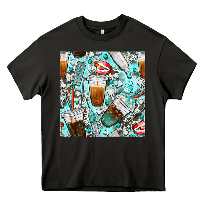 Dentist Coffee Cups Toothpaste And Teeth With Cowhide Seamless Pattern Heavy Core Tee by BundleAndBundleShop | Teevron