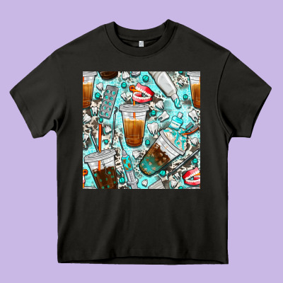 Dentist Coffee Cups Toothpaste And Teeth With Cowhide Seamless Pattern Heavy Core Tee Designed By Bundleandbundleshop