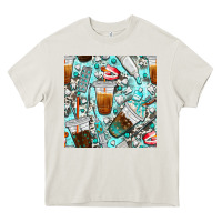Cream dentist coffee cups toothpaste and teeth with cowhide seamless pattern Heavy Core Tee - BundleAndBundleShop